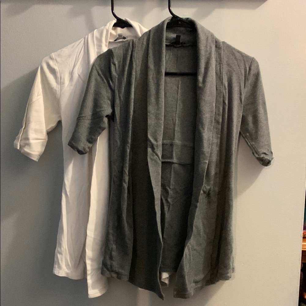 Express Gray and White Sweaters